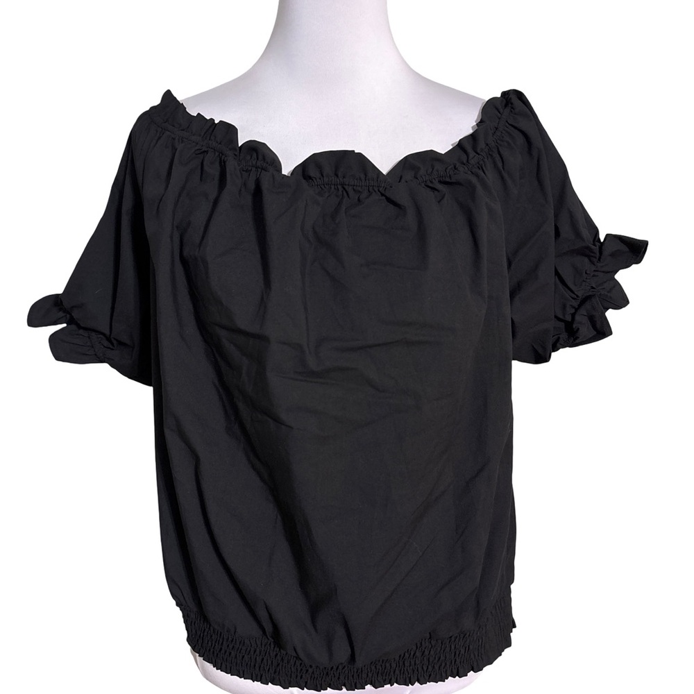 New York & Company Black Ruffle Off-Shoulder Blouse